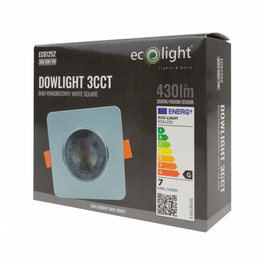 Downlight LED 3W/5W/7W CCT biały kwadrat -zdjęcie numer 6
