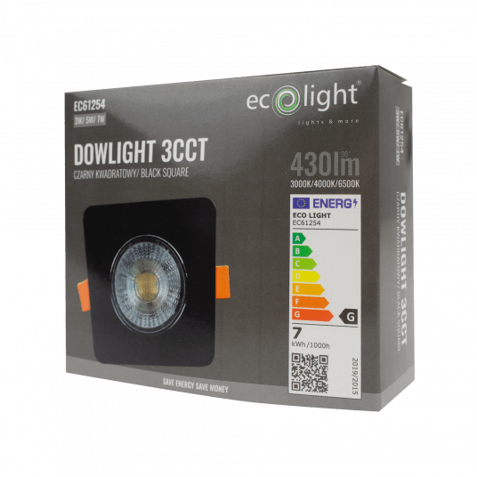 Downlight LED 3W/5W/7W CCT czarny kwadrat -zdjęcie numer 6