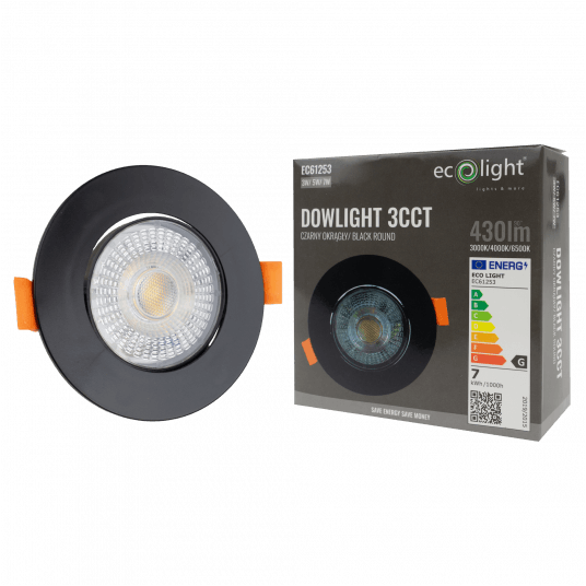 Downlight LED 3W/5W/7W CCT czarny okrąg -zdjęcie numer 5