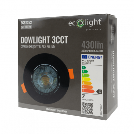 Downlight LED 3W/5W/7W CCT czarny okrąg -zdjęcie numer 6