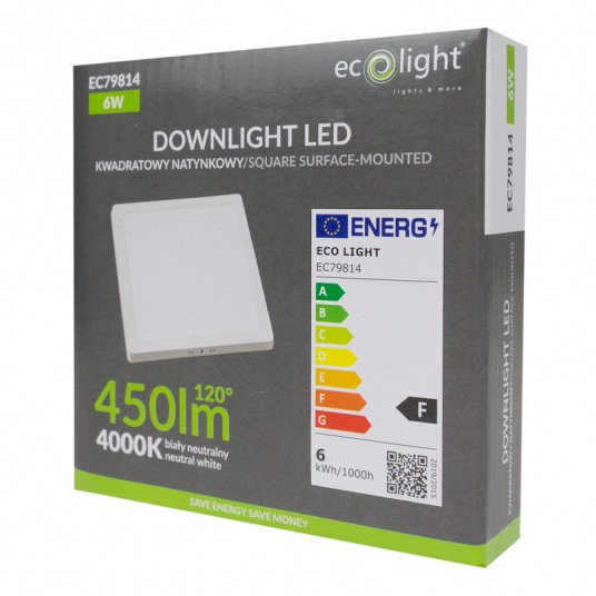 Downlight N/T kwadrat 110x110 6W 4000K 450lm (B) -zdjęcie numer 3