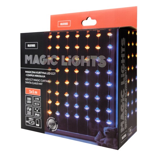 Magiczna kurtyna 100led 1*1m CCT Czapka Mikołaja -zdjęcie numer 4