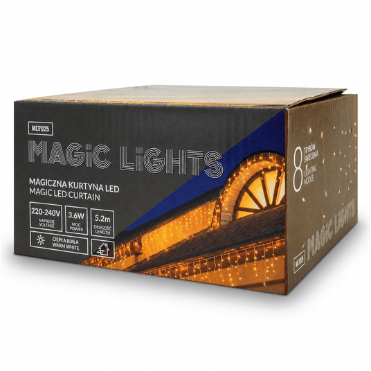Magiczna kurtyna 150led 8tryb IP44 2700K 5,2m 230V -zdjęcie numer 3