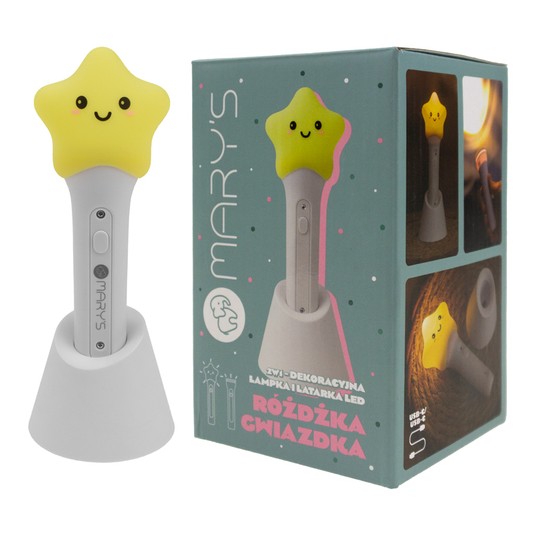 MARY'S 2w1 lampka nocna LED, latarka różdżka gwiaz -zdjęcie numer 4
