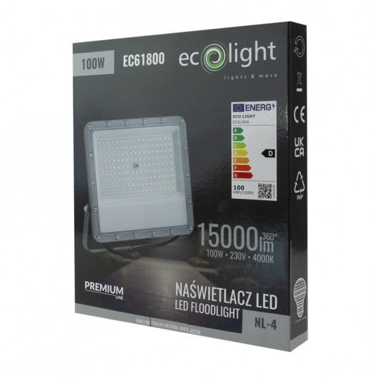 Naświetlacz LED NL-4 PREMIUM 100W 4000K 15000lm IP65 -zdjęcie numer 4