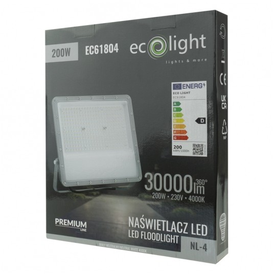 Naświetlacz LED NL-4 PREMIUM 200W 4000K 30000lm IP65 -zdjęcie numer 4