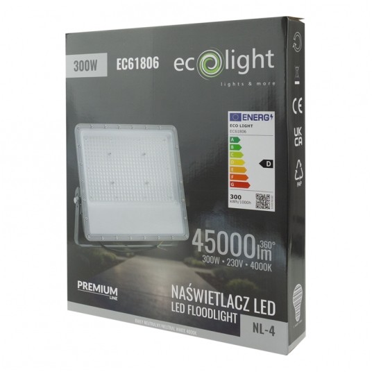 Naświetlacz LED NL-4 PREMIUM 300W 4000K 45000lm IP65 -zdjęcie numer 4