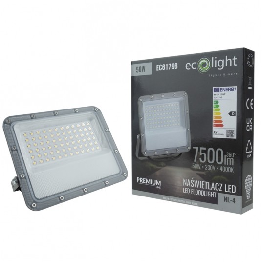 Naświetlacz LED NL-4 PREMIUM 50W 4000K 7500lm IP65 -zdjęcie numer 3