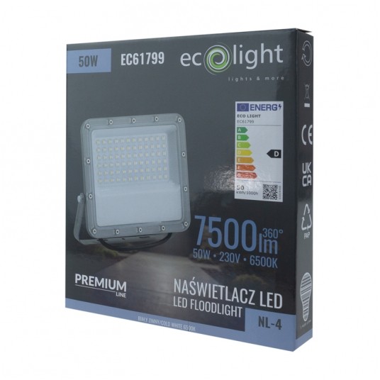 Naświetlacz LED NL-4 PREMIUM 50W 6500K 7500lm IP65 -zdjęcie numer 4