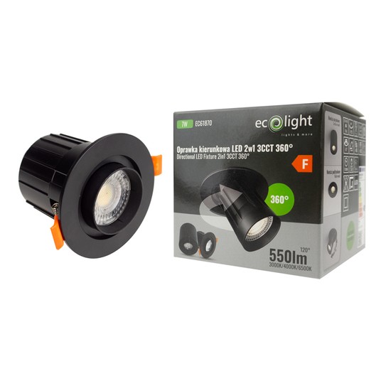 Oprawka kierunkowa LED 2w1 7W 3CCT 550lm czarny -zdjęcie numer 11