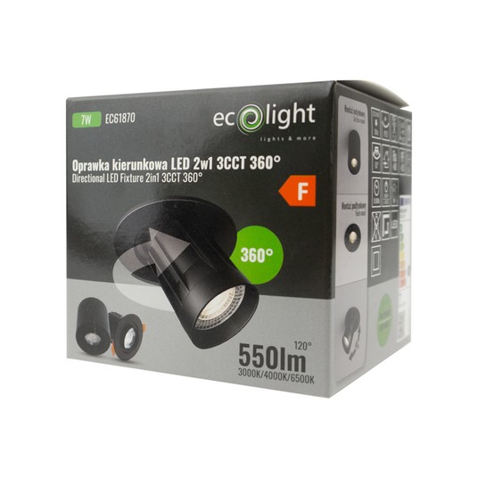 Oprawka kierunkowa LED 2w1 7W 3CCT 550lm czarny -zdjęcie numer 12