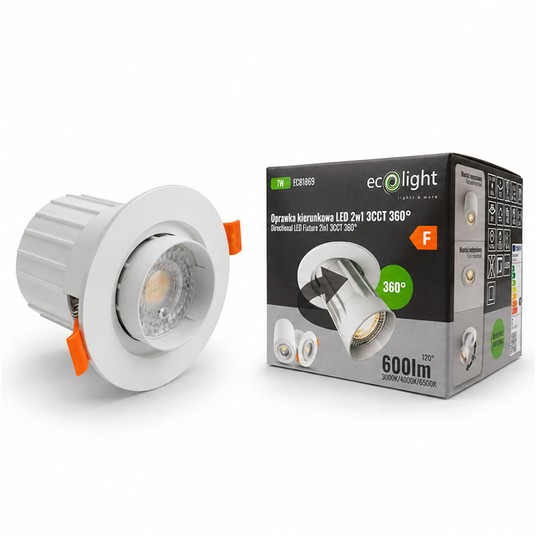 Oprawka kierunkowa LED 2w1 7W 3CCT 600lm biały -zdjęcie numer 1