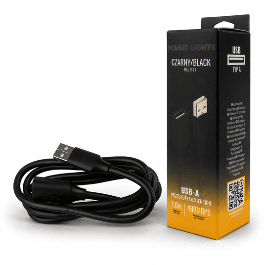 Przedłużka USB A-USB A 1m czarna -zdjęcie numer 1