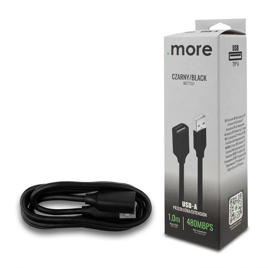 Przedłużka USB A-USB A 1m czarna -zdjęcie numer 1