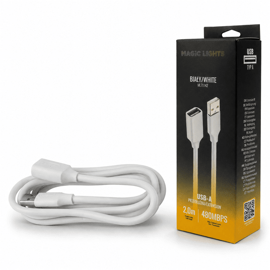 Przedłużka USB A-USB A 2m biała -zdjęcie numer 1