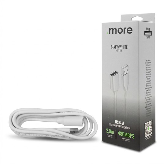 Przedłużka USB A-USB A 2m biała -zdjęcie numer 1