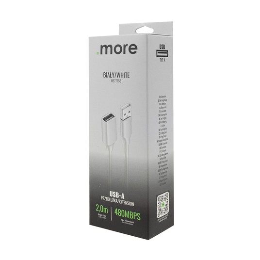 Przedłużka USB A-USB A 2m biała -zdjęcie numer 2