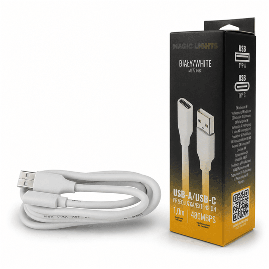 Przedłużka USB A-USB C 1m biała -zdjęcie numer 1