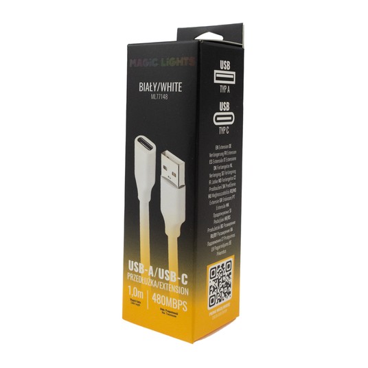Przedłużka USB A-USB C 1m biała -zdjęcie numer 2