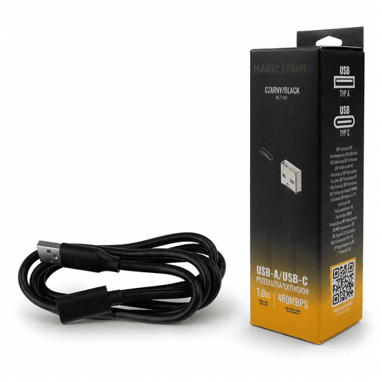 Przedłużka USB A-USB C 1m czarna -zdjęcie numer 1