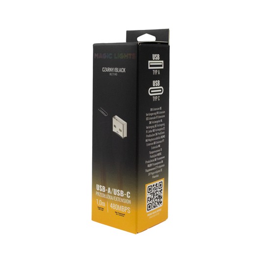 Przedłużka USB A-USB C 1m czarna -zdjęcie numer 2