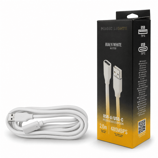 Przedłużka USB A-USB C 2m biała -zdjęcie numer 1