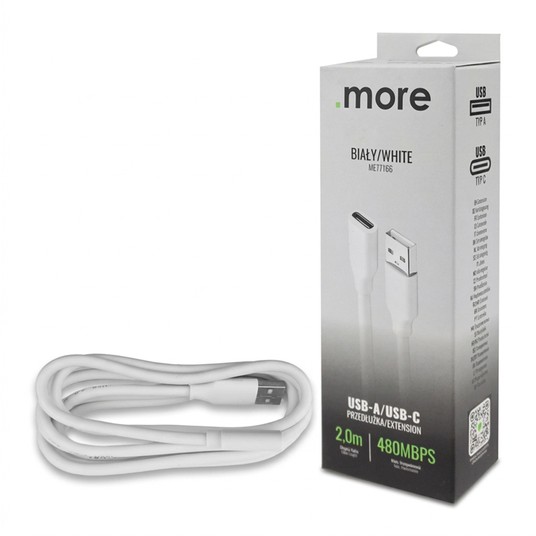 Przedłużka USB A-USB C 2m biała -zdjęcie numer 1