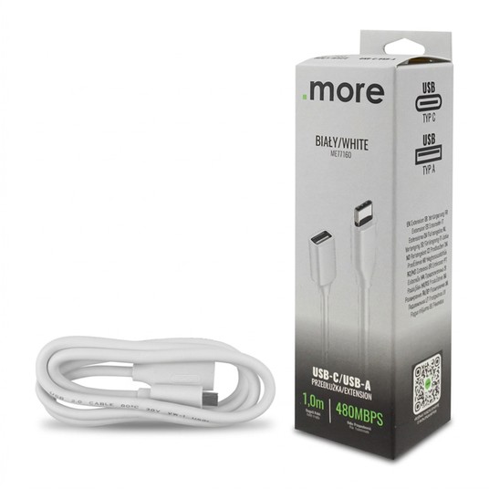 Przedłużka USB C-USB A 1m biała -zdjęcie numer 1