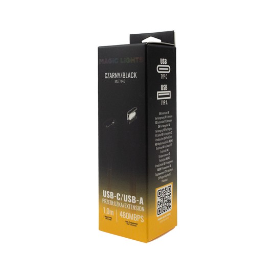 Przedłużka USB C-USB A 1m czarna -zdjęcie numer 2