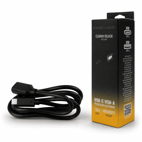 Przedłużka USB C-USB A 1m czarna -zdjęcie numer 1