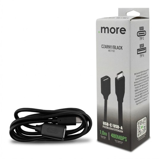 Przedłużka USB C-USB A 1m czarna -zdjęcie numer 1