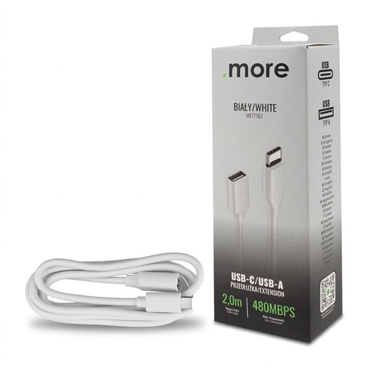 Przedłużka USB C-USB A 2m biała -zdjęcie numer 1