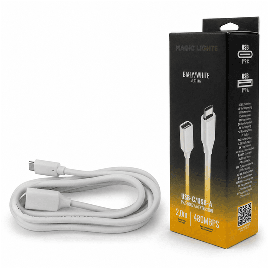 Przedłużka USB C-USB A 2m biała -zdjęcie numer 1