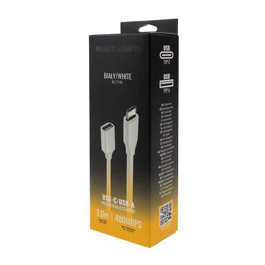 Przedłużka USB C-USB A 2m biała -zdjęcie numer 2