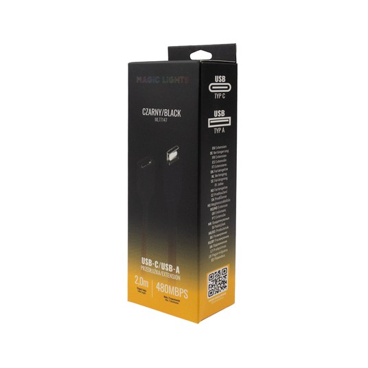 Przedłużka USB C-USB A 2m czarna -zdjęcie numer 2