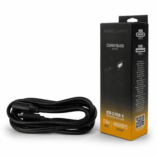 Przedłużka USB C-USB A 2m czarna -zdjęcie numer 1