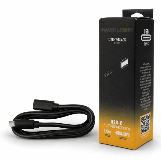 Przedłużka USB C-USB C 1m czarna -zdjęcie numer 1