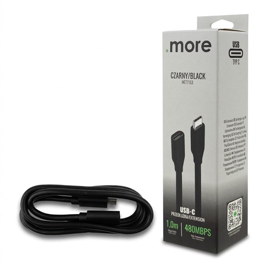 Przedłużka USB C-USB C 1m czarna -zdjęcie numer 1