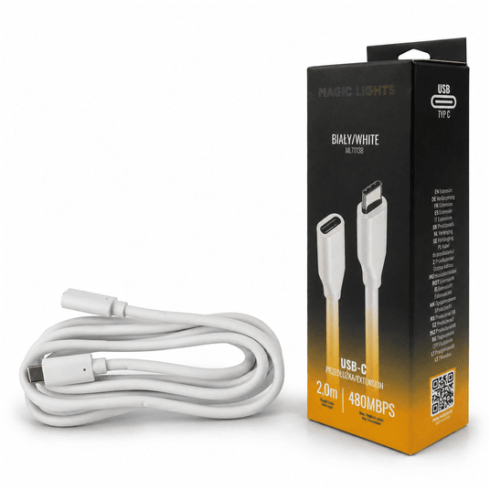 Przedłużka USB C-USB C 2m biała -zdjęcie numer 1
