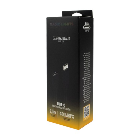 Przedłużka USB C-USB C 2m czarna -zdjęcie numer 2