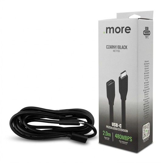Przedłużka USB C-USB C 2m czarna -zdjęcie numer 1