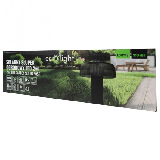 Solarny Słupek Ogrodowy 2w1 LED SSO-7BD czarny klosz -zdjęcie numer 5