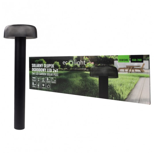 Solarny Słupek Ogrodowy 2w1 LED SSO-7BD czarny klosz -zdjęcie numer 4