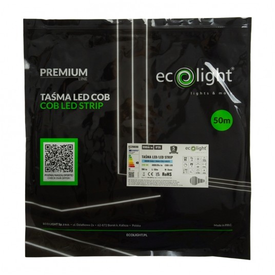 Taśma LED COB 24V 480 9W/m 6000K 1080lm/m IP20 50m -zdjęcie numer 5