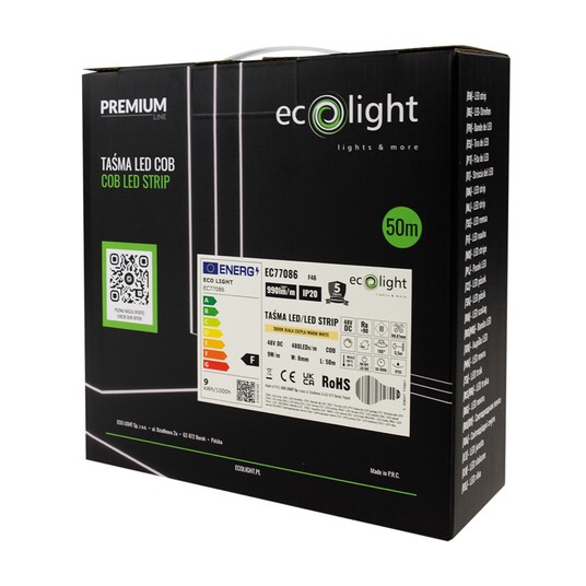 Taśma LED COB 48V 9W/m 3000K 110lm/W IP20 50m -zdjęcie numer 3