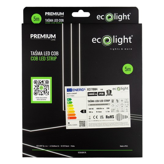 Taśma LED COB 48V 9W/m 4000K 120lm/W IP20 5m -zdjęcie numer 2