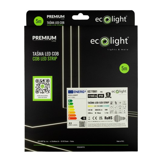 Taśma LED COB CCT 12V 22W/m IP20 5m -zdjęcie numer 2