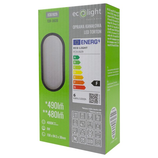 Torton TOR-06OB 6W 4000K 480lm IP54 OWAL CZARNY -zdjęcie numer 3