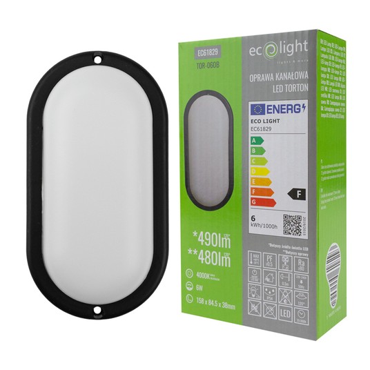 Torton TOR-06OB 6W 4000K 480lm IP54 OWAL CZARNY -zdjęcie numer 4
