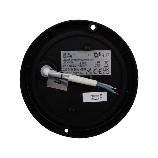 Torton TOR-06RB 6W 4000K 480lm IP54 OKRĄG CZARNY -zdjęcie numer 5